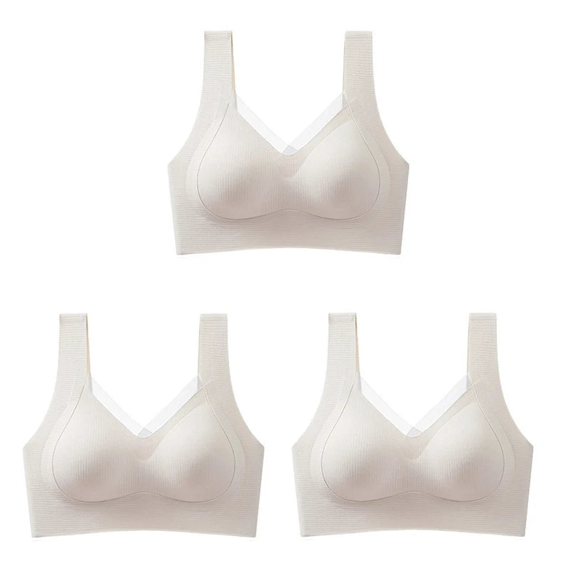 3pcs Women's Bra Breathable Gather Together No Trace Bra No Steel Ring Comfortable Large Size Underwear Vest Sport Bralette