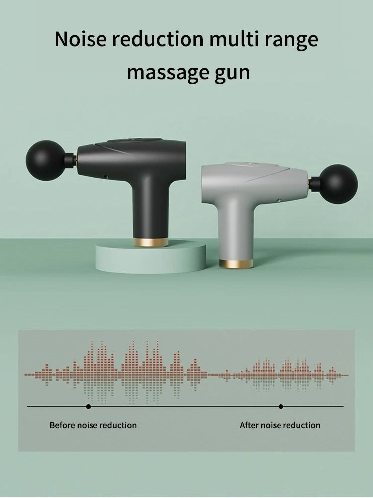 Black 4-Head Mini Fascia Gun Multi-Stage Massage Gun Muscle Relaxation Massage Equipment Portable Vibration Massager