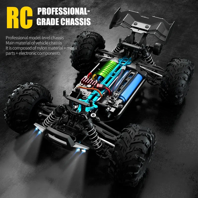 1:16 70KM/H Or 50KM/H 4WD RC Car With LED Remote Control Cars High Speed Drift Monster 4x4 Truck for Kids vs Wltoys 144001 Toys