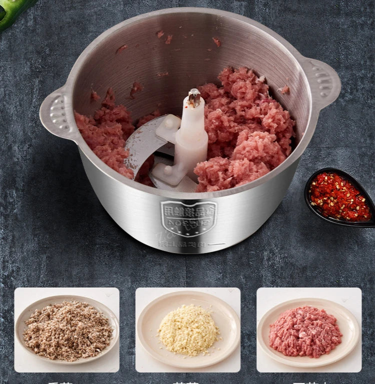 2 Speed Stainless steel Electric Chopper Meat Grinder Mincer Food Processor Slicer Meat Cutter  Food Chopper Electric