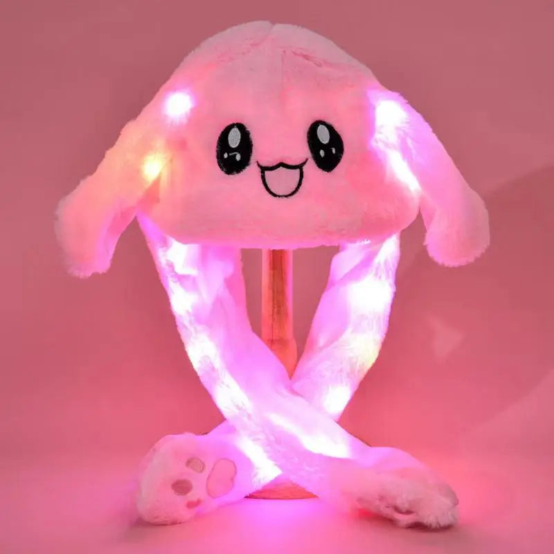 Bunny Ear Move Glowing Hat Pikachu Anime Rabbit Led Light Jumping Funny Plush Ear Moving Cartoon Hat for Kids Cosplay Party Cap