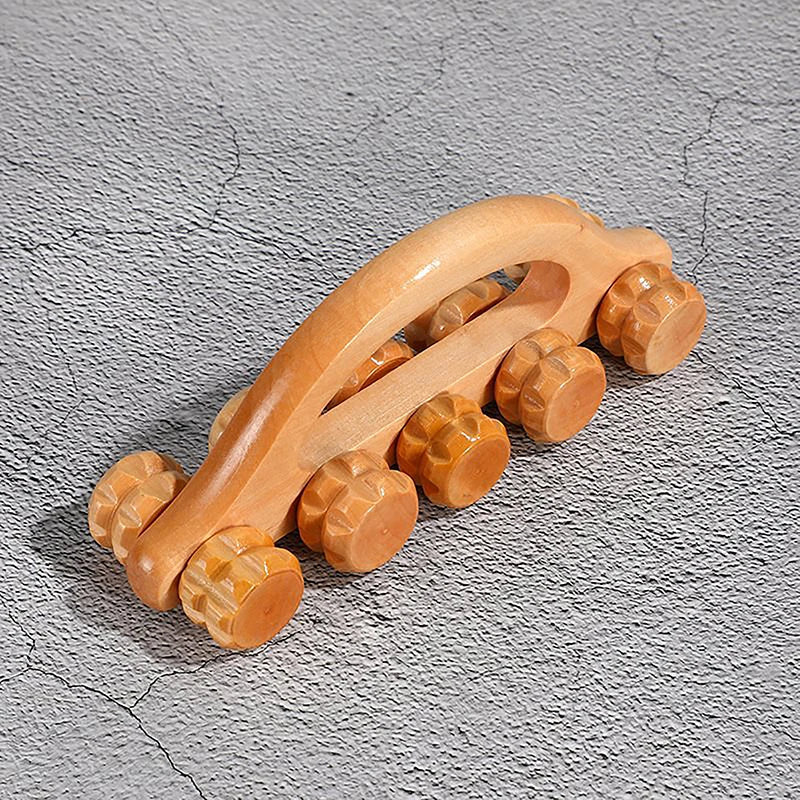 2/4/6/10Wheels Wooden Car Roller Relaxing Hand Massage Tool Arched Handle Massager For Face Neck Head Foot Acupoint Muscle Relax