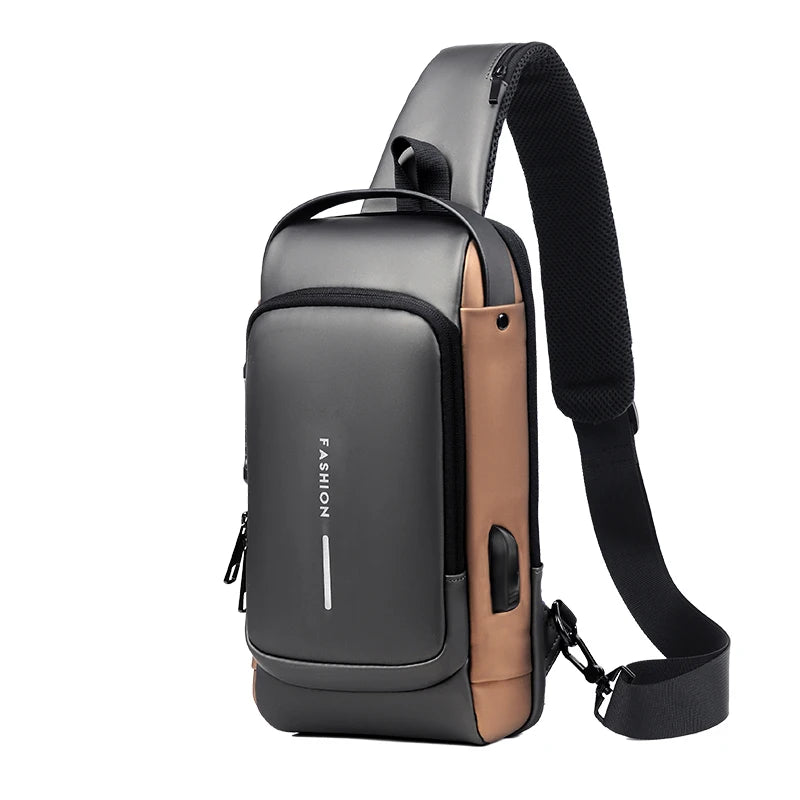 Chest Bag Multifunction Crossbody Sport Running Travel Sling Pack Anti-theft USB Charge Shoulder Messenger Pack Luxury Brand Men