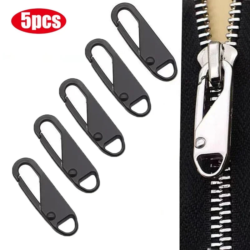 5Pcs Detachable Zipper Puller Metal Zipper Head Repair Kits Universal Replacement for Luggage Purse Bags Clothes Zipper Slider