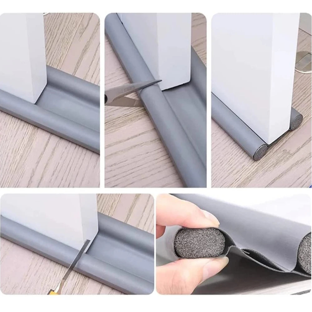 93*10cm Waterproof Seal Strip Draught Excluder Stopper Door Bottom Guard Double Silicone Rubber Seal Dustproof Soundproof