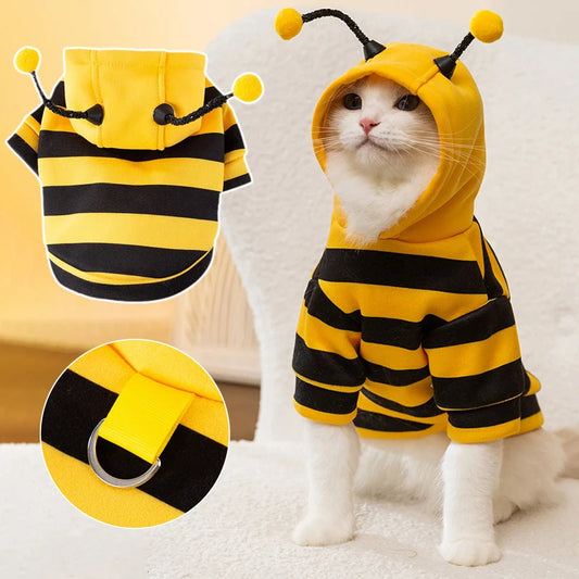 Bee Designer Dog Cat Cosplay Costume Funny Outfit Pet Hoodies Christmas Sweater Warm Coat for Small Dogs Cute Puppy Clothes