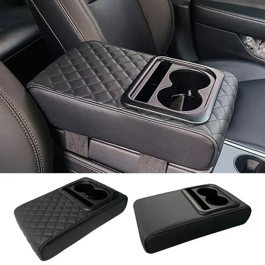 Auto Center Console Armrest Pillow Arm Rest Cover Memory Foam Car Armrest Cushion with Cup Holder Armrest Booster Cushion Univer