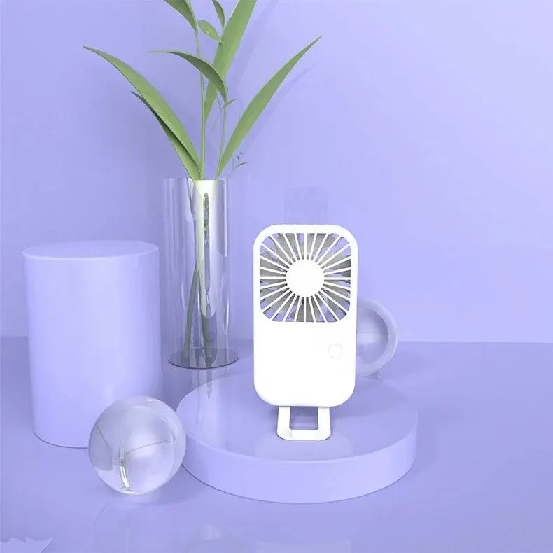 Compact Mini Fan Rechargeable Stand Small Pocket Fan with Three Wind Speeds Powerful Range Long-lasting Fan