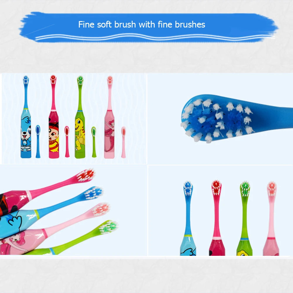 Children Electric Toothbrush with Replaceable Head Cartoon Automatic Electric Toothbrush Teeth Whitening Brush for Wash Supplies