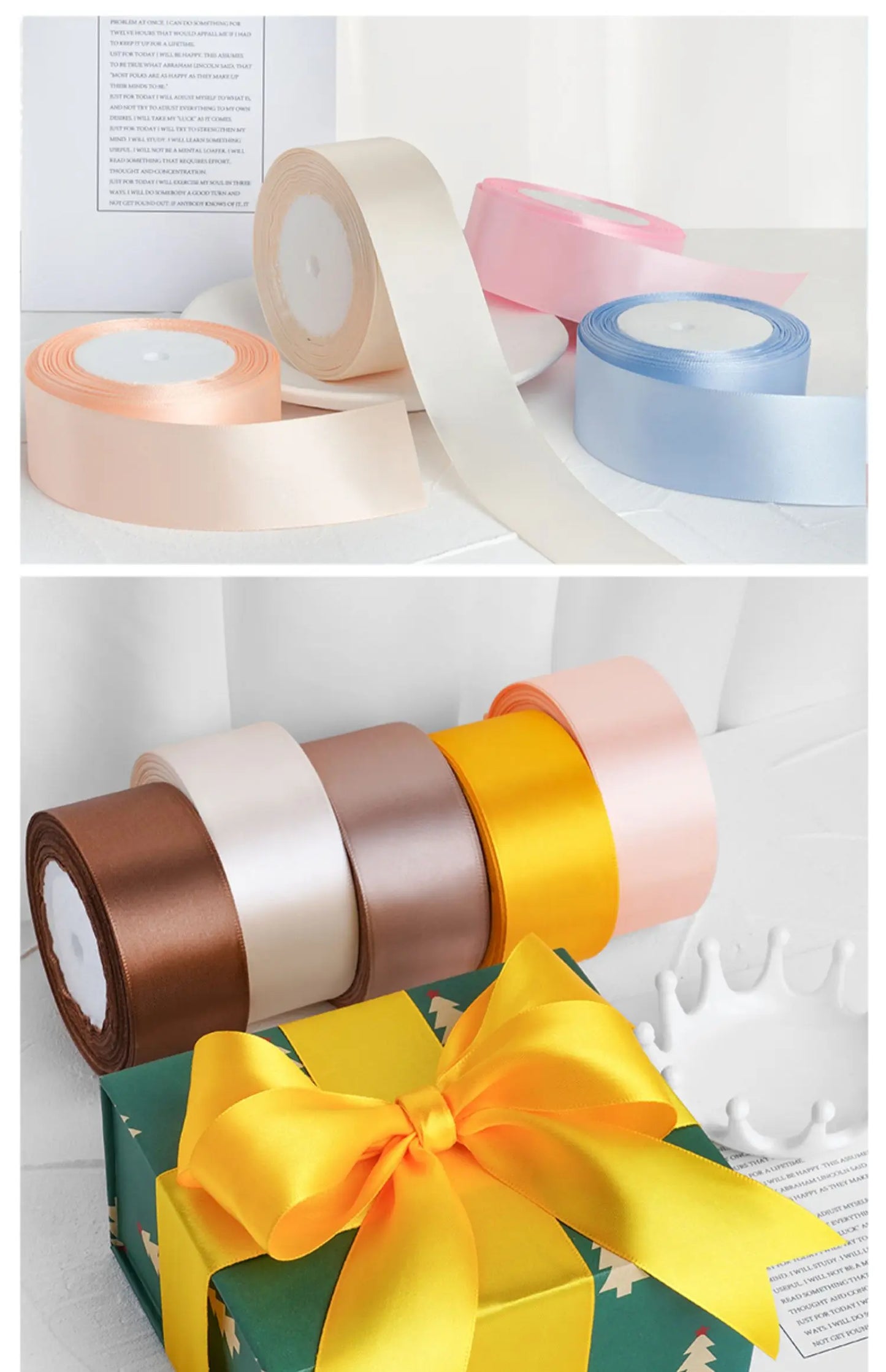 25yards/roll 4cm Satin Ribbon for Gift Wrapping Bows Making Floral Bouquets DIY Wreaths Sewing Projects Wedding Party Decor