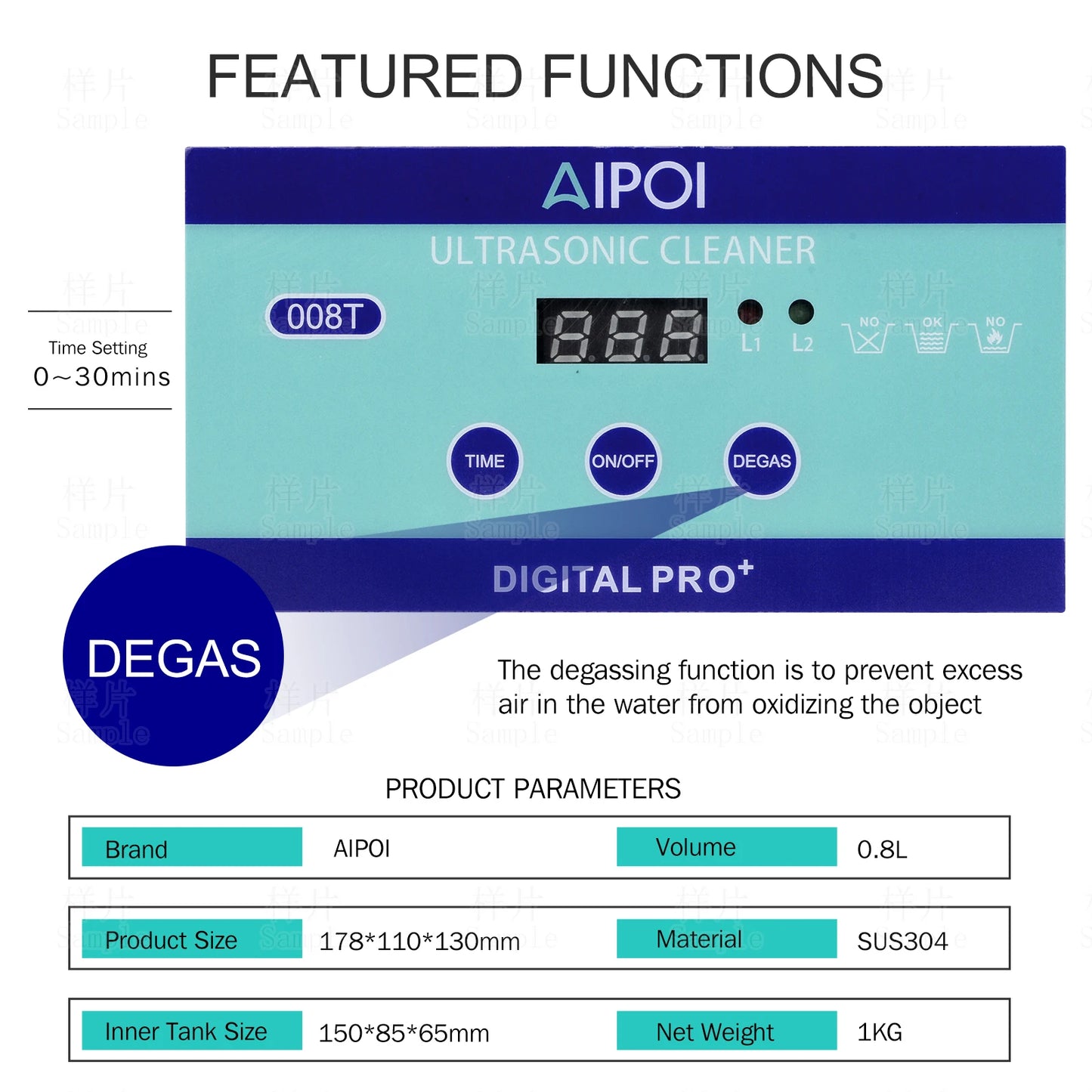 AIPOI Ultrasonic Cleaner 800ml, 40KHz, for Eyeglasses, Glasses, Sunglasses,Jewelry, Watches, Dentures Home Appliance