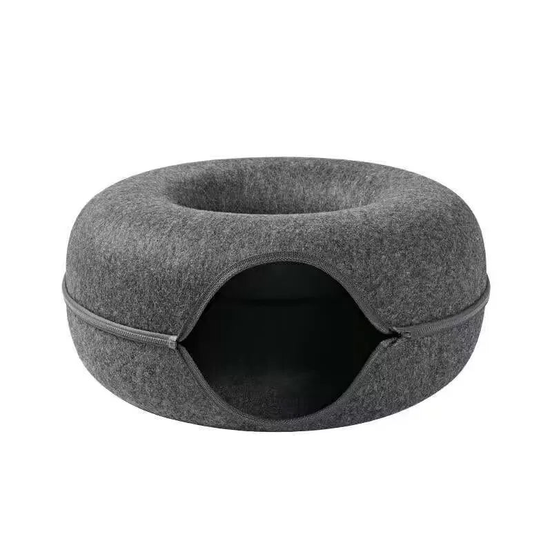 All Funny Donut Cat Bed Interactive Tunnel Pet Felt Indoor Toys Cats House Kitten Training Toy Cat Kennel Pets Supplies