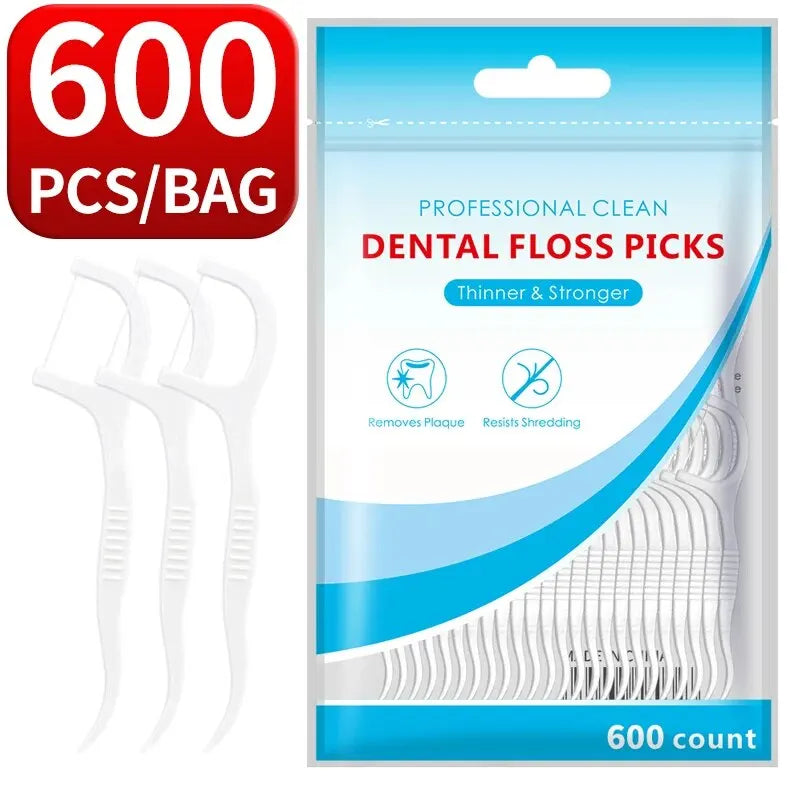 200pcs Dental Floss and Plastic Toothpicks for One-time Cleaning of Dental Gaps-Oral Care