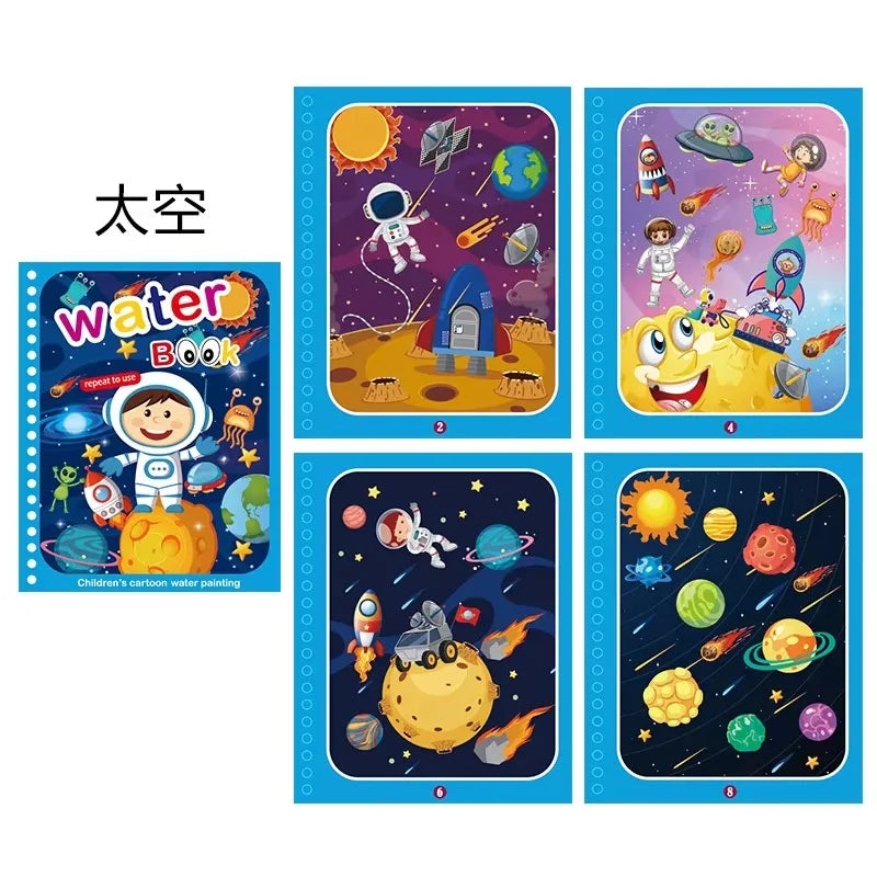 Children Early Education Toys Magical Book with Pen Water  Reusable Coloring Book Magic Drawing Book Drawing Montessori Toys Gif