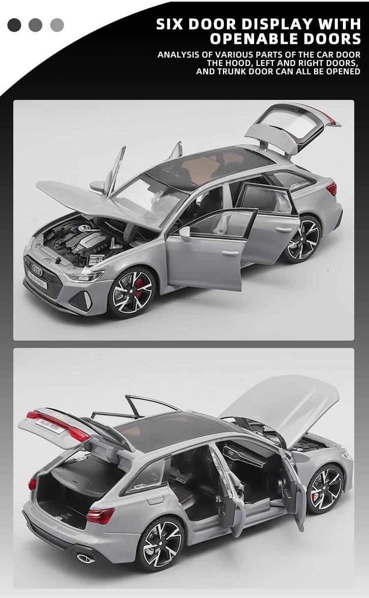 1:32 RS6 Model Car, Black Edition: Customized for Kids Realistic Simulation, Diecast Metal, Perfect Gift for Boys