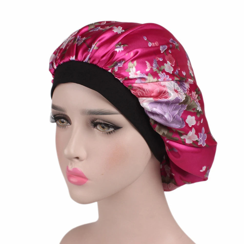 1 Pc Soft Night Sleep Hat Women Elastic Wide Band Fashion Hair Loss Cover Head Wrap Satin Bonnet  Beauty Chemo Caps Care