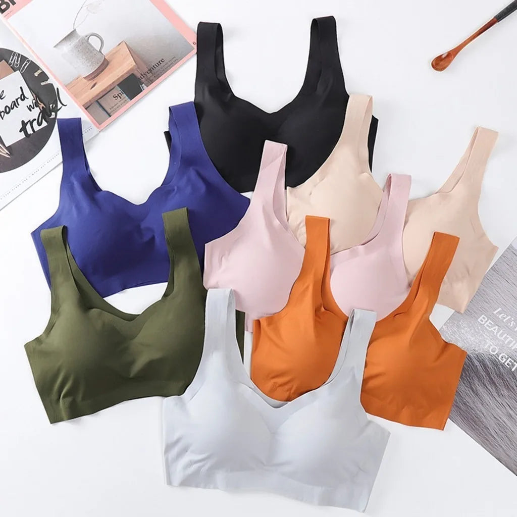 3PCS Sexy Sports Bra Seamless Bra with Pads Comfortable Without Steel Ring Sleep Push Up Underwear Plus Size M-XXL