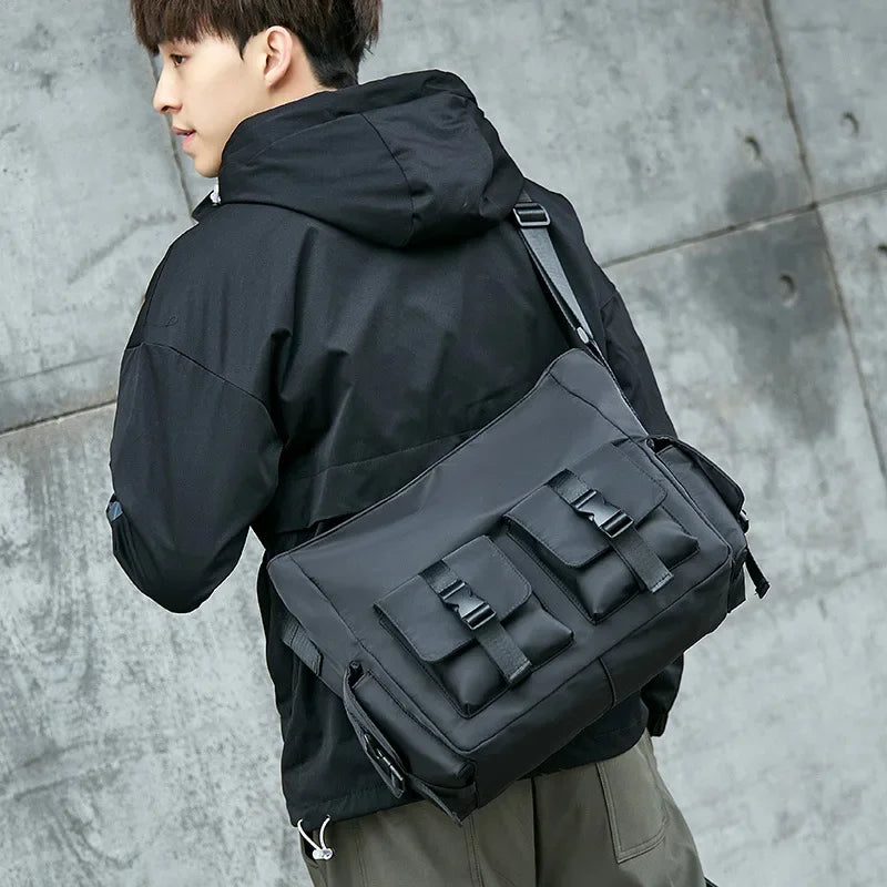 Casual Large Capacity Waterproof Messenger Shoulder Bag Men Crossbody School bag for Teenage Outdoor Man Black Big Travel Bags