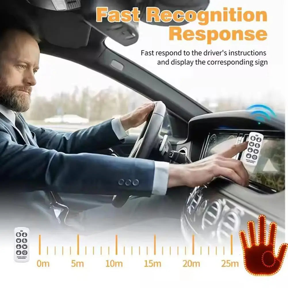 5V Universal 7 Models Hand Shape Funny Light With Remote Road Car LED Hand Gesture Sign Light Warning Light With Remote Control