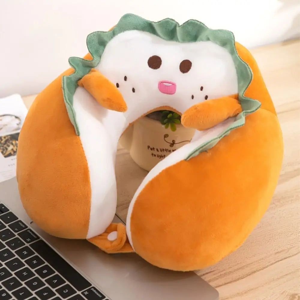 Cartoon Sunflower Travel Neck Pillow Slow Rebound Portable U-shaped Pillow Non-deformed Cotton Sleep Camping Pillow Noon Break