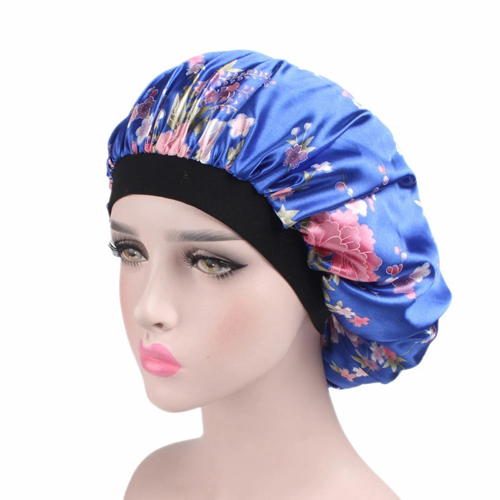 1 Pc Soft Night Sleep Hat Women Elastic Wide Band Fashion Hair Loss Cover Head Wrap Satin Bonnet  Beauty Chemo Caps Care