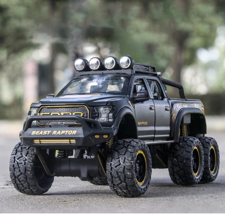 1:24 Pickup Trucks for Boys F150 Raptor Diecast Metal Model Car with Sound and Light for Kids Age 3 Year and up Blue