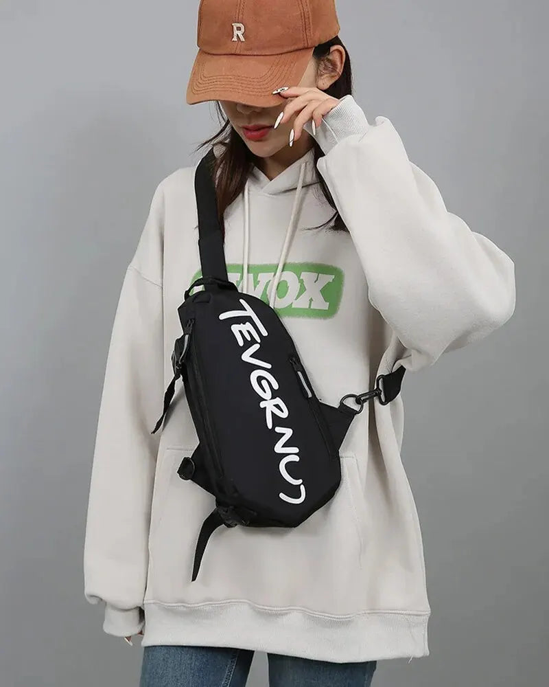 Autumn and Winter Nylon Chest Bag Trendy and Fashionable Women's Shoulder Bag Sports and Leisure Men's Oblique Straddle Bag