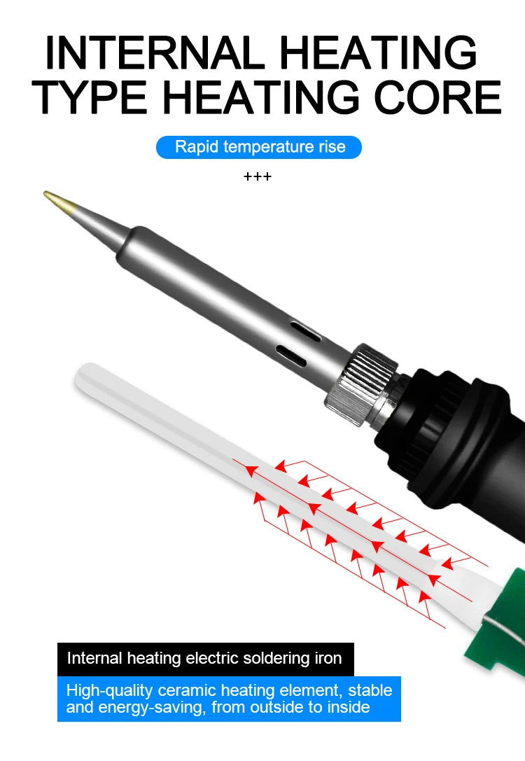 60W Adjustable Temperature Welding Solder Rework Station Heat Pen Tips Electric Soldering Iron for Repairing by BeBosLook