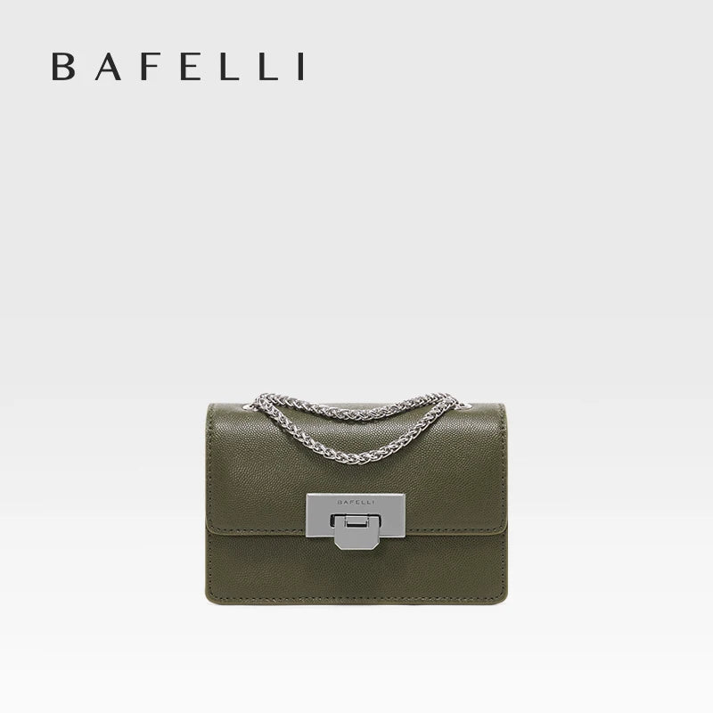 BAFELLI MINI CHAIN BAG WOMEN'S 2024 NEW HANDBAG FASHION SHOULDER CROSSBODY STYLIST COLLOCATION BOX PURSE LUXURY SILVER LEATHER