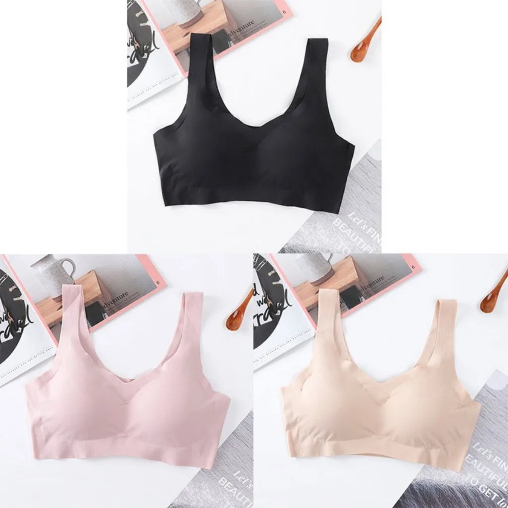 3PCS Sexy Sports Bra Seamless Bra with Pads Comfortable Without Steel Ring Sleep Push Up Underwear Plus Size M-XXL