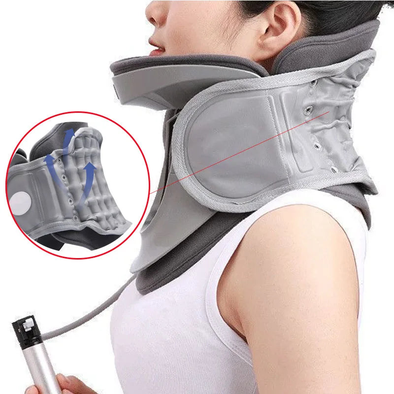 1 pc Neck Traction Device, Adjustable Ergonomic Neck Stretcher,Cervical Spine Alignment Neck Brace With Airbag Support