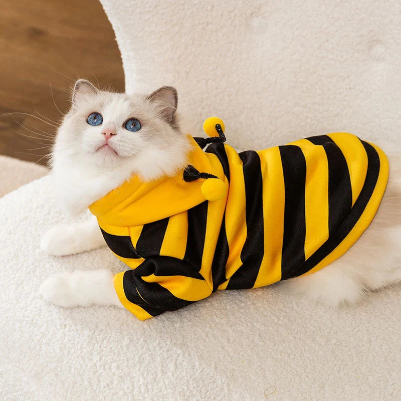 Bee Designer Dog Cat Cosplay Costume Funny Outfit Pet Hoodies Christmas Sweater Warm Coat for Small Dogs Cute Puppy Clothes