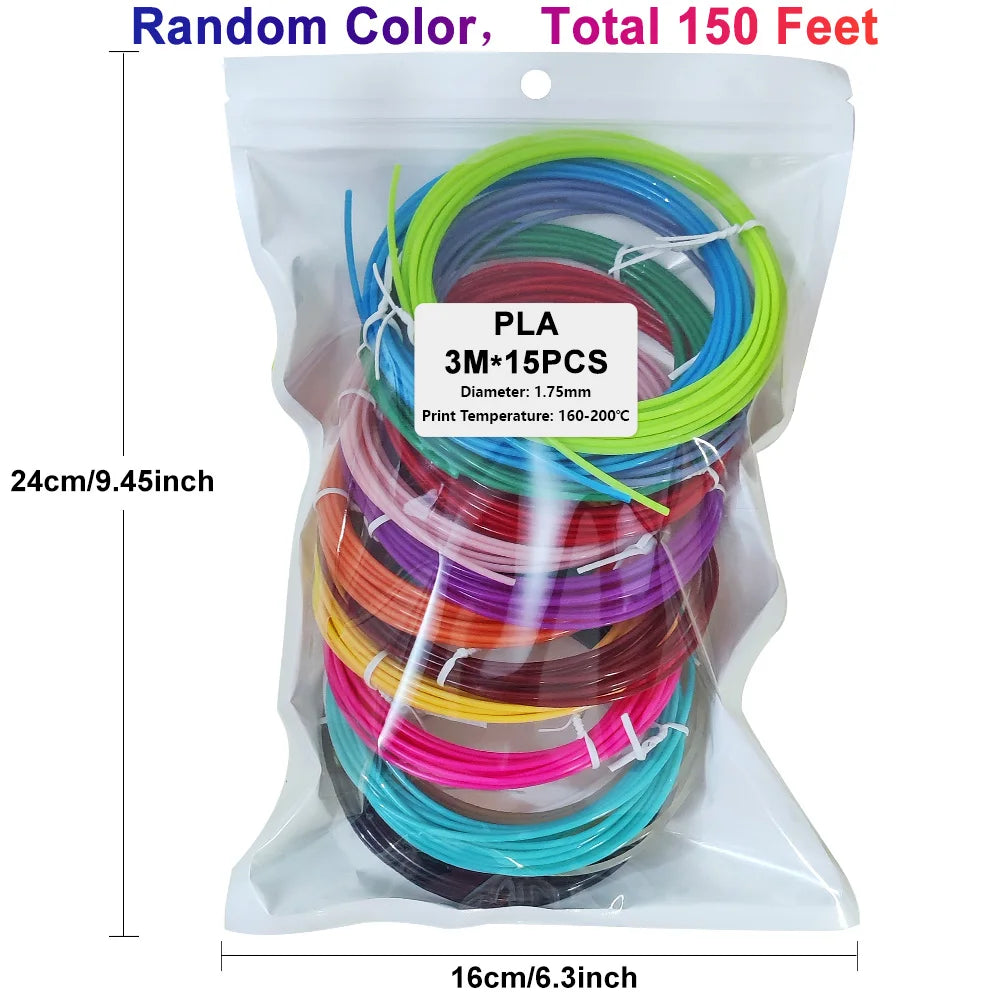 32 Colors 3D Pen Filament 1.75mm PLA, Each Color 10Feet(3m), Total 320 Feet (96m) 3D Pen Filament Refills, Random Color