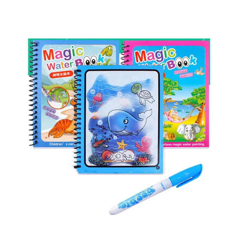 Children Early Education Toys Magical Book with Pen Water  Reusable Coloring Book Magic Drawing Book Drawing Montessori Toys Gif