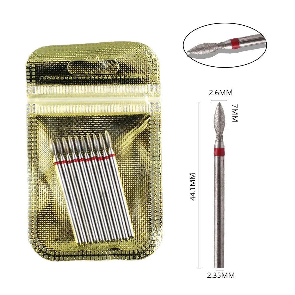 10pcs Diamond Milling Cutter Nail Drill Bits Set For Manicure Accessory Pedicure Eletric Machine Nail Bit Brush Burr Tools