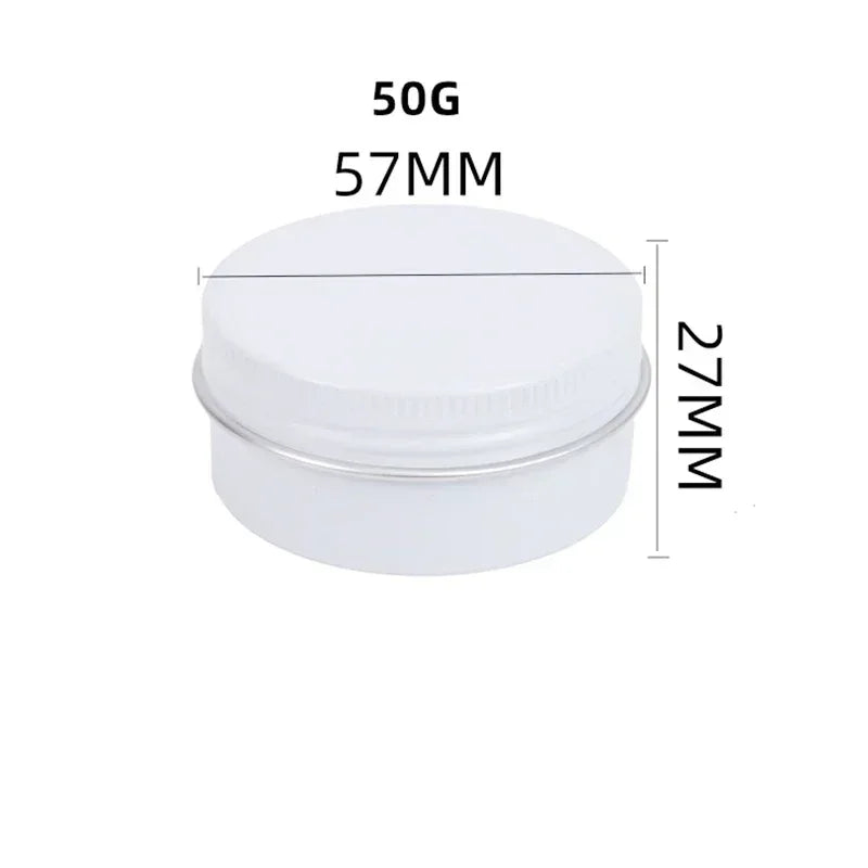 5/10/15/20/30/50/60/80/110/150g Aluminum Box Empty Lids Tin Cans Round Metal Ceam Jar Cosmetic Containers White Bottle Wholesale