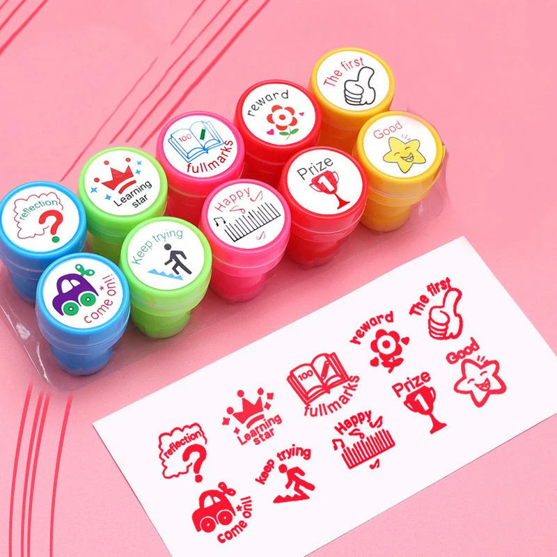 Assorted Stamps for Kids Self-Ink Teacher Stamps Party Favor Children Treasure Box Prize Classroom Easter Egg Stuffers Toys Gift