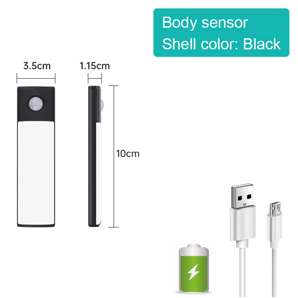 Bedroom Night Light Motion Sensor Lights Wireless USB Under Cabinet Light For Kitchen Cabinet Bedroom Wardrobe Indoor Lighting