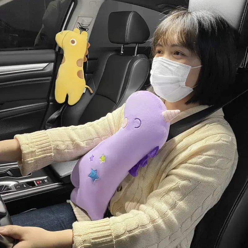 Car Safety Belt Cover Baby Seat Belt Protector Neck Cushion Sleeping Head Support Unicorn Cute Pillow Belt for Children Girl Boy