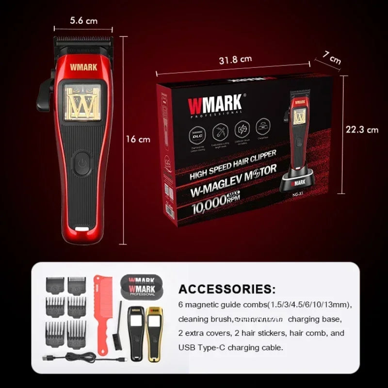 2024 New Electric Hair Trimmer WMARK NG-X1 MAGLEV HIGH SPEED HAIR CLIPPER Trimmer, DLC Powder Metallurgy T-style Blade