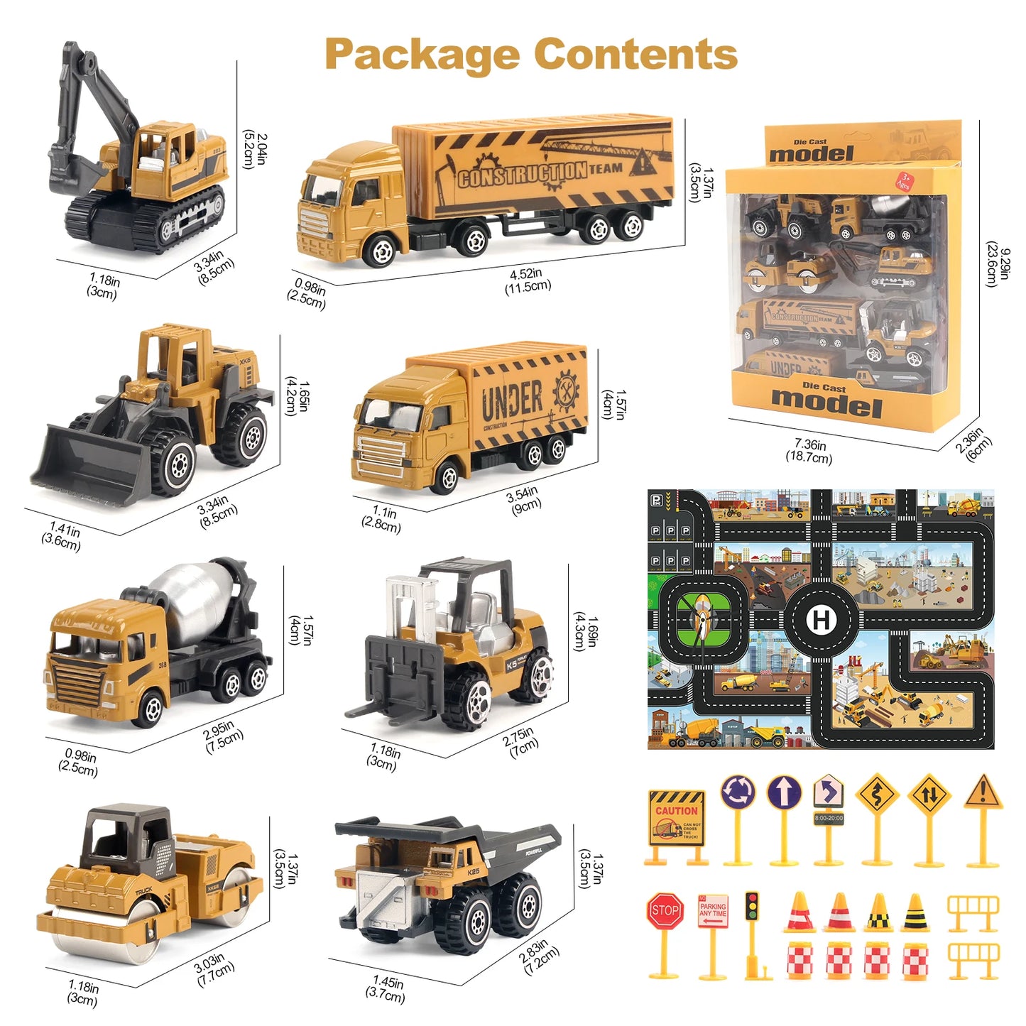 6pcs/set Alloy Engineering Truck Toy Car Classic Construction Model Vehicle Loader Tractor Excavator Toys for 3 years Boys Gifts