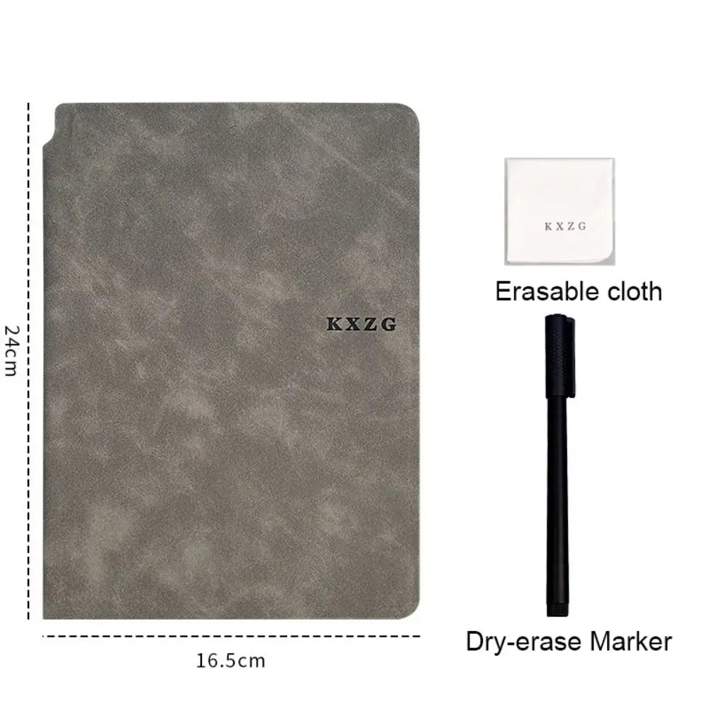 A5 Reusable Whiteboard Notebook Set With Whiteboard Pen Erasing Cloth Leather Memo Pad Weekly Planner Portable Stylish Office