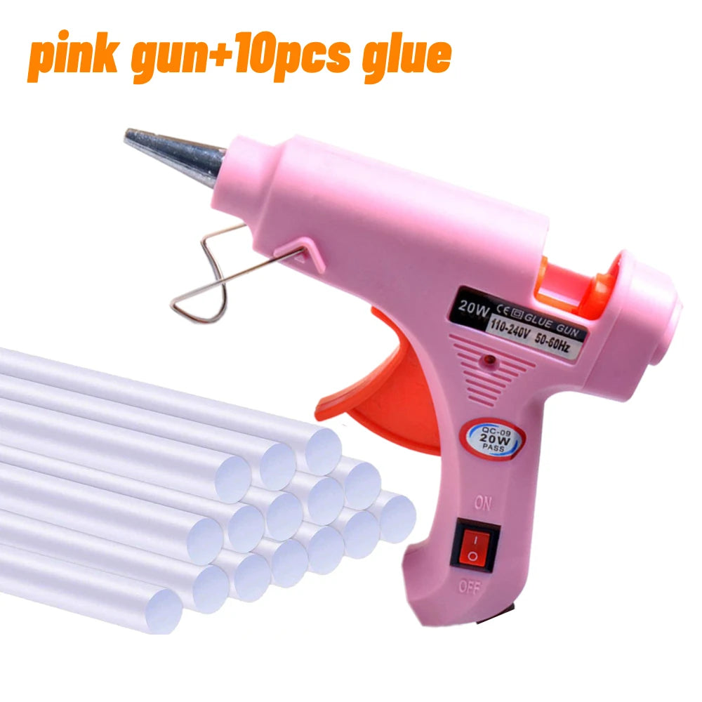 20W Hot Melt Glue Gun DIY Mini Household Industrial Guns Heat Temperature Thermo EU Electric Repair Tool Use 7mm Glue Sticks