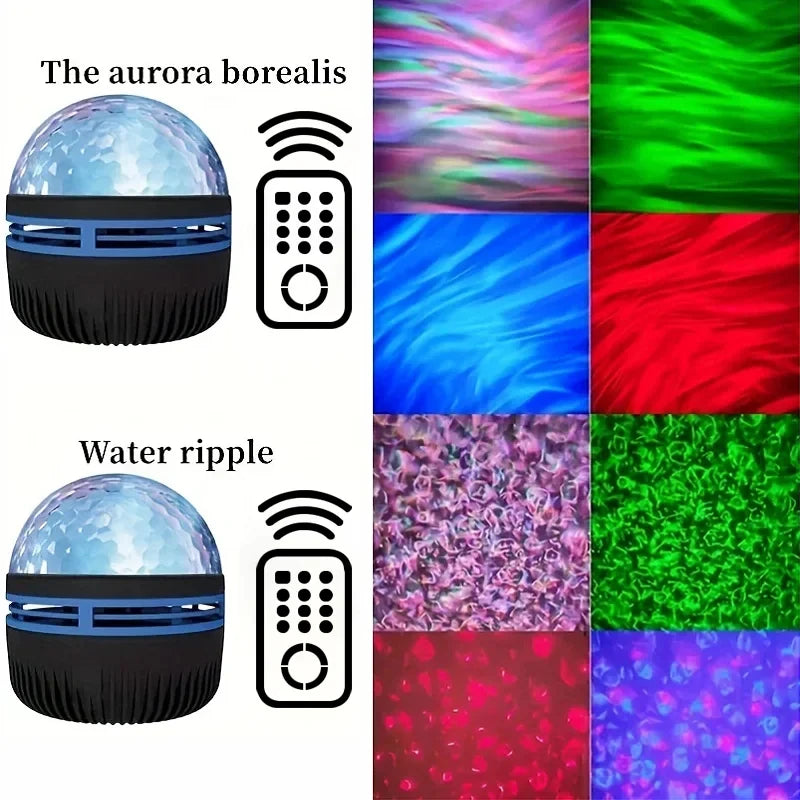 1pc Starry Projector Light With 7 Color Patterns & Remote Control, Polar Projector Night Light For Bedroom Atmosphere