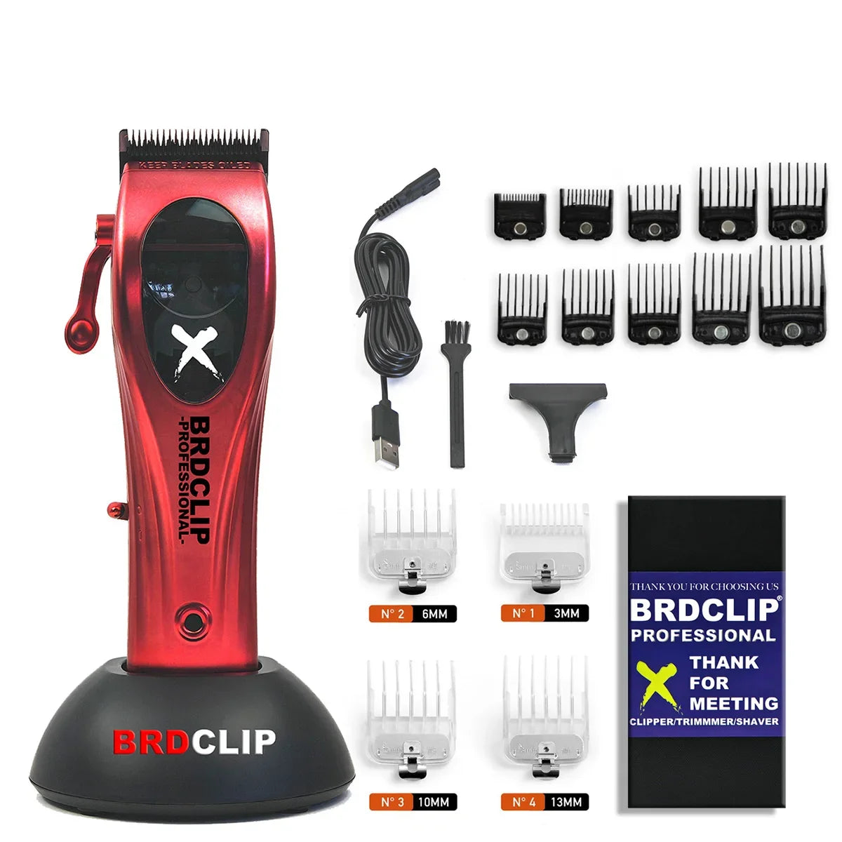 BRDCLIP X1C 9000RPM Magnetic Motor Hair Clipper Professional Barber Hair Cutting Machine Salon Trimmer for Men with Charge Base