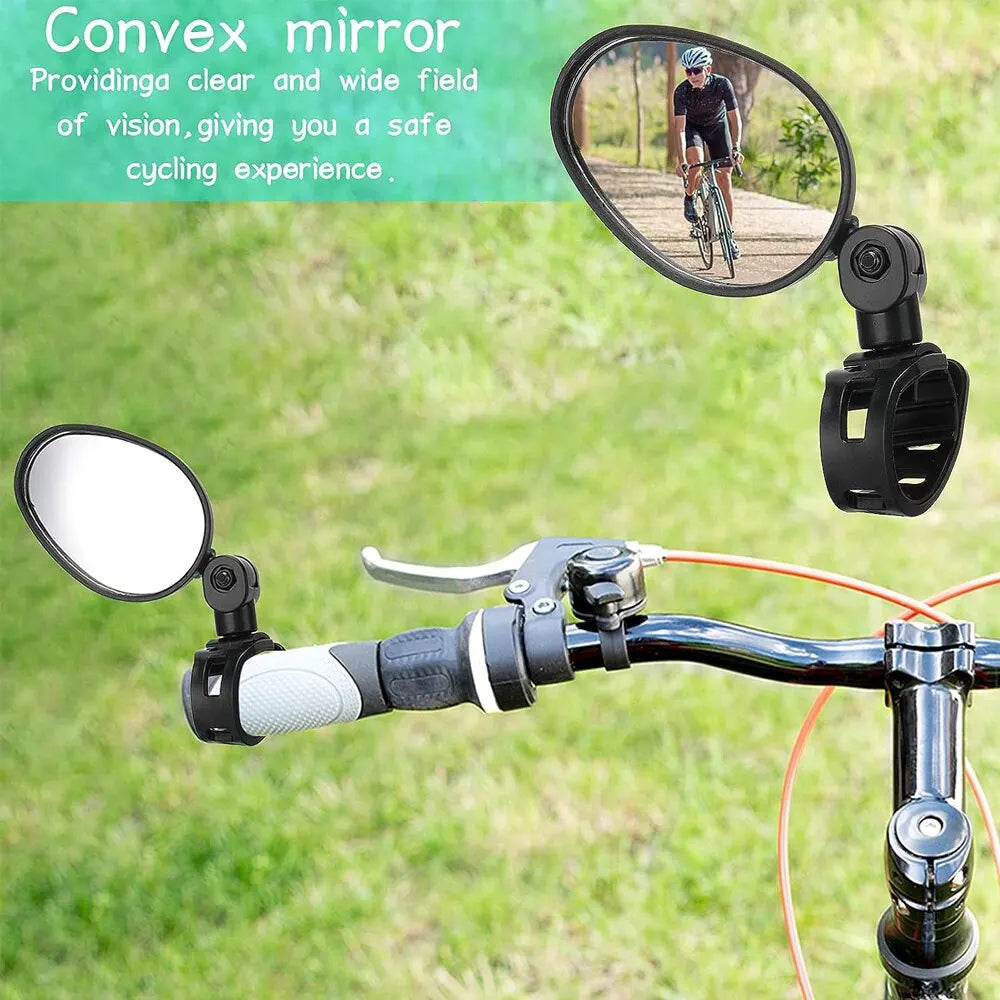 1pcs Bike Rearview Mirror 360° Adjustable Rotatable Handlebar Convex Mirror Safe Wide Angle For Bicycle Cycling Outdoor Sports