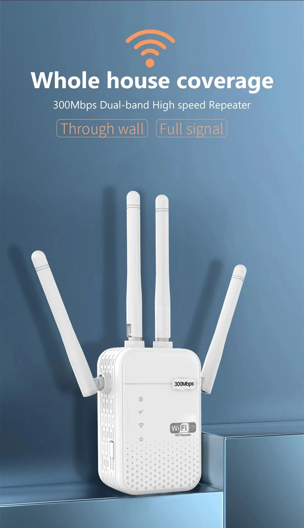 300Mbps Wireless WiFi Repeater 2.4G Signal Router 802.11N Long Range Wireless WiFi Extender Amplifier WIFI Booster