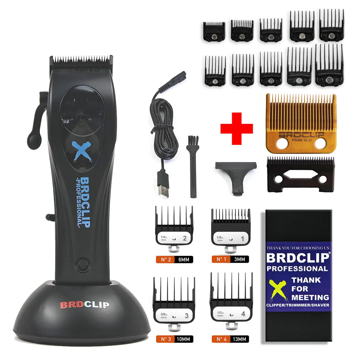 BRDCLIP X1C 9000RPM Magnetic Motor Hair Clipper Professional Barber Hair Cutting Machine Salon Trimmer for Men with Charge Base