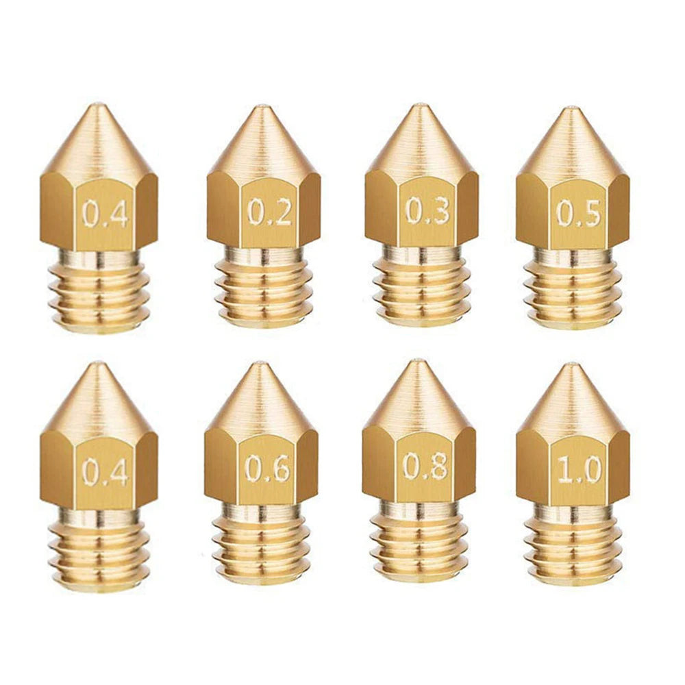 10/20 Pcs MK8 Brass Nozzle 0.2MM 0.3MM 0.4MM 0.5MM 0.6MM Extruder Head Nozzles For 1.75MM CR10 CR10S Ender-3 3D Printer Parts