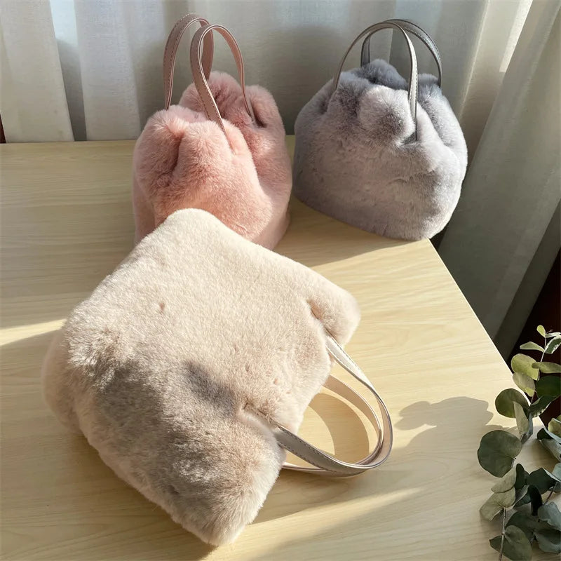 2023 NEW Womens Bag Trend Crossbody Bags Luxury Designer Plush Faux Fur Shopper Female Handbag Furry Shoulder Tote Cute Purses